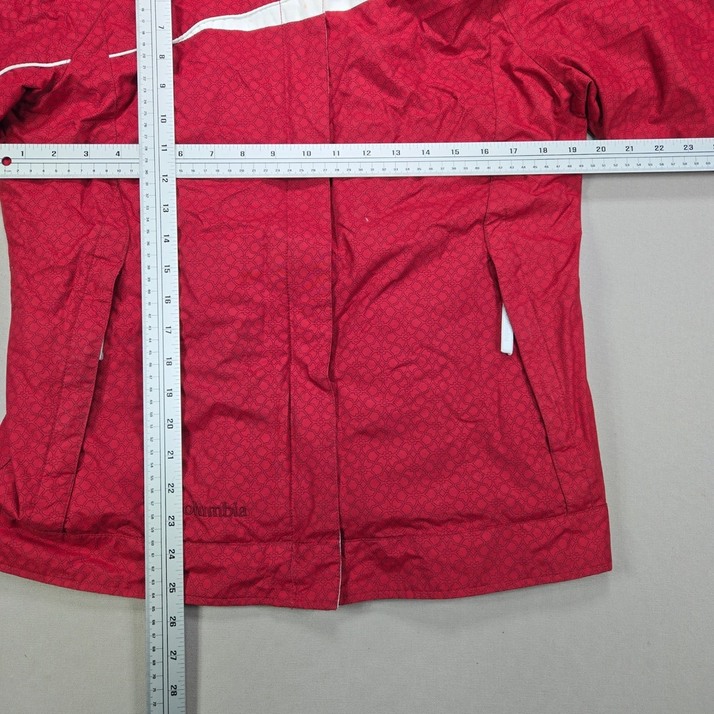 Columbia Ski Jacket Hooded Water Resistant Geometric Red White Womens Size S - Picture 9 of 9
